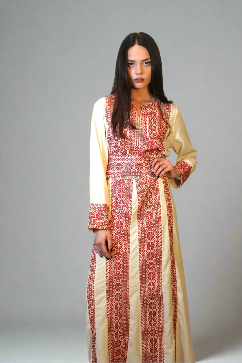 Cream Traditional Palestinian Thobe