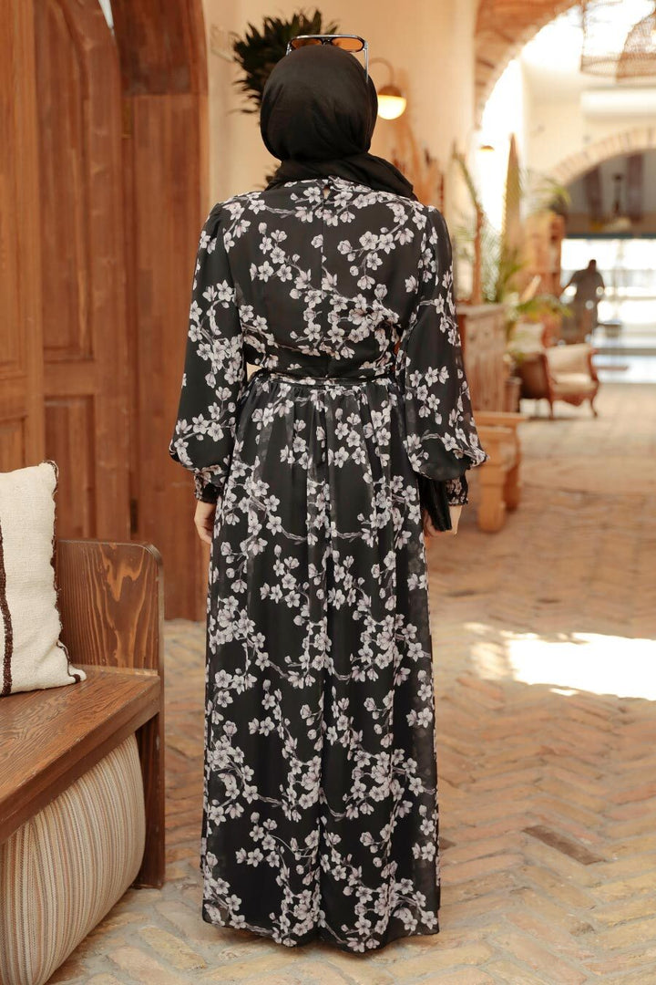 Blossom Black Floral Chiffon Dress