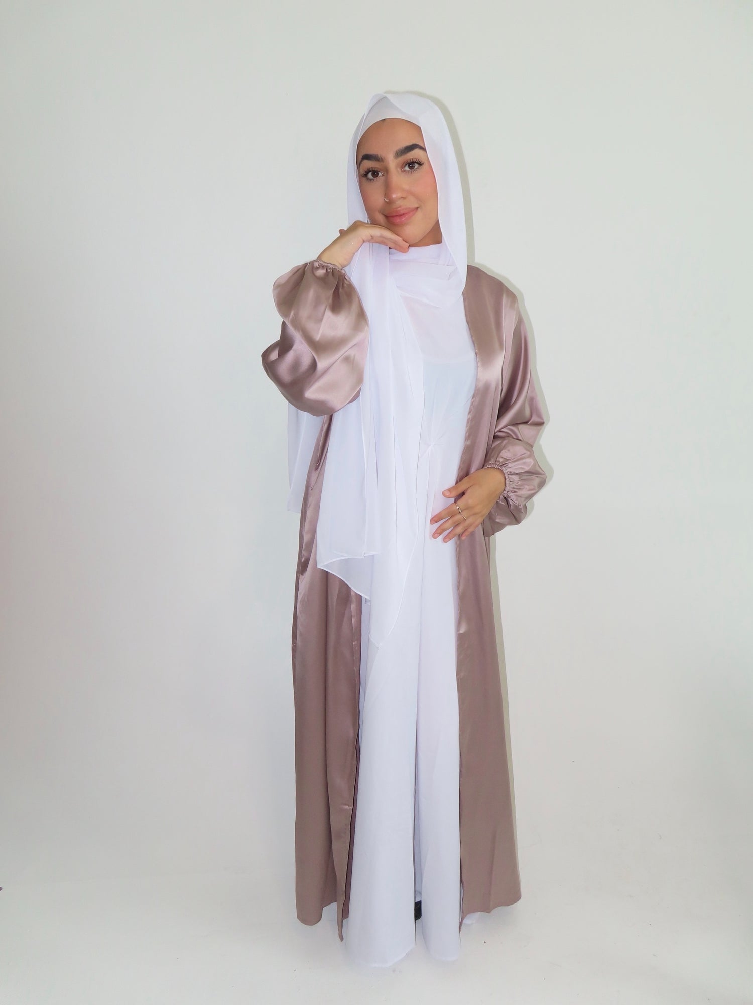 Satin Two piece Opened Abaya