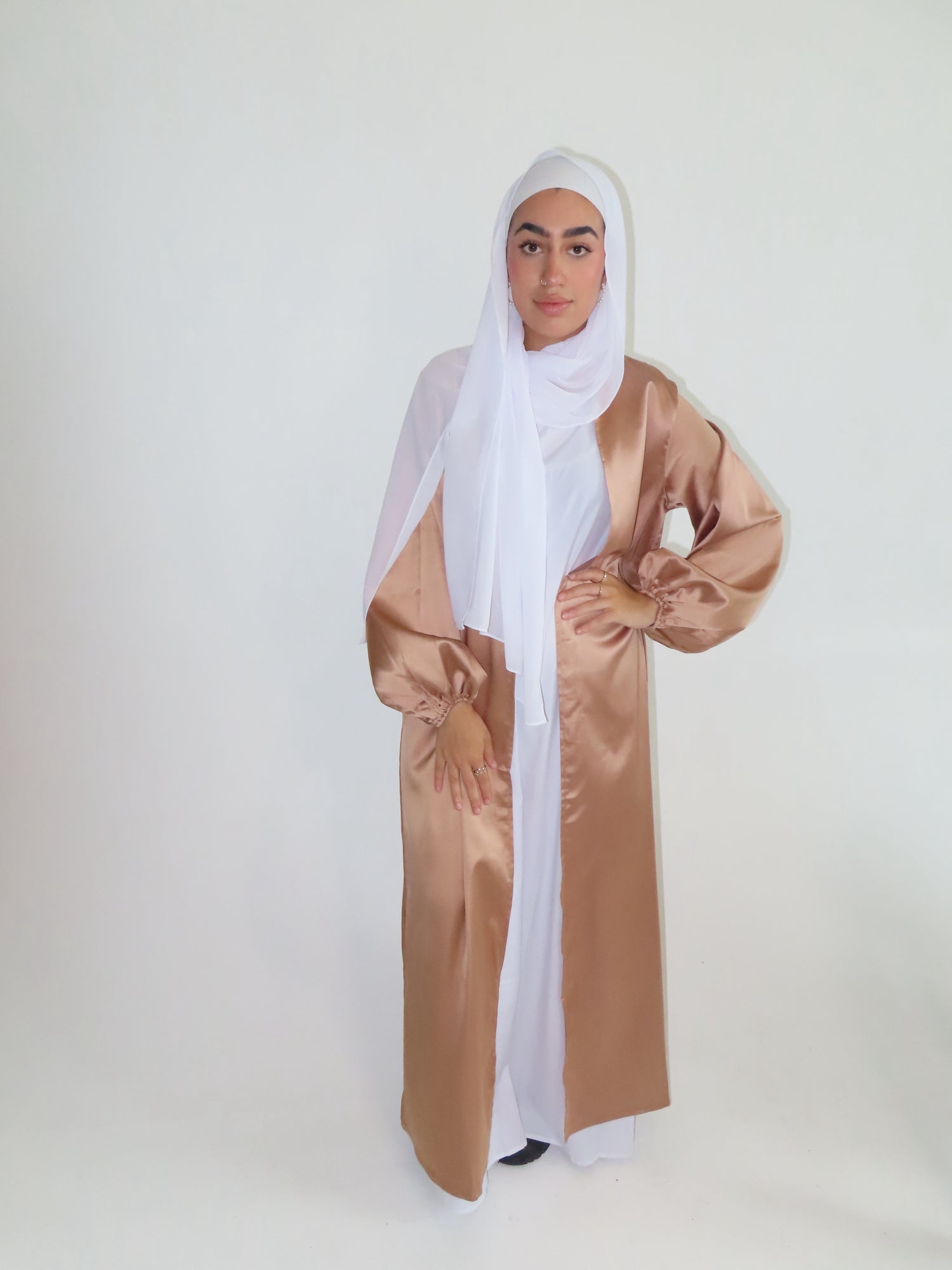 Satin Two piece Opened Abaya