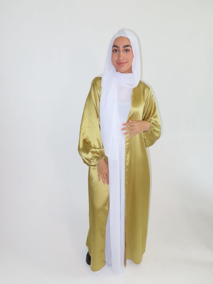 Satin Two piece Opened Abaya