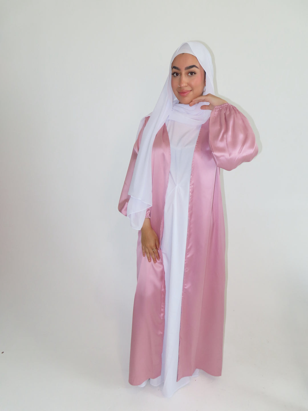 Satin Two piece Opened Abaya