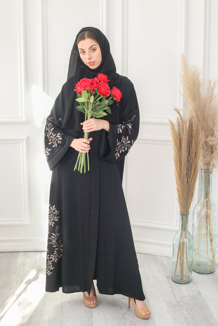 Bronze Vines Black Abaya