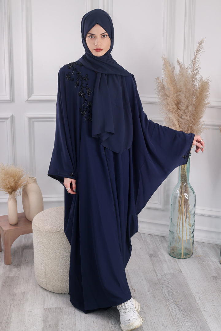 Navy Blue Butterfly Abaya