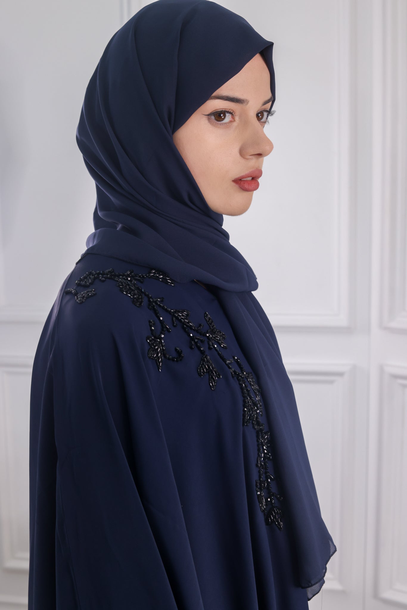 Navy Blue Butterfly Abaya