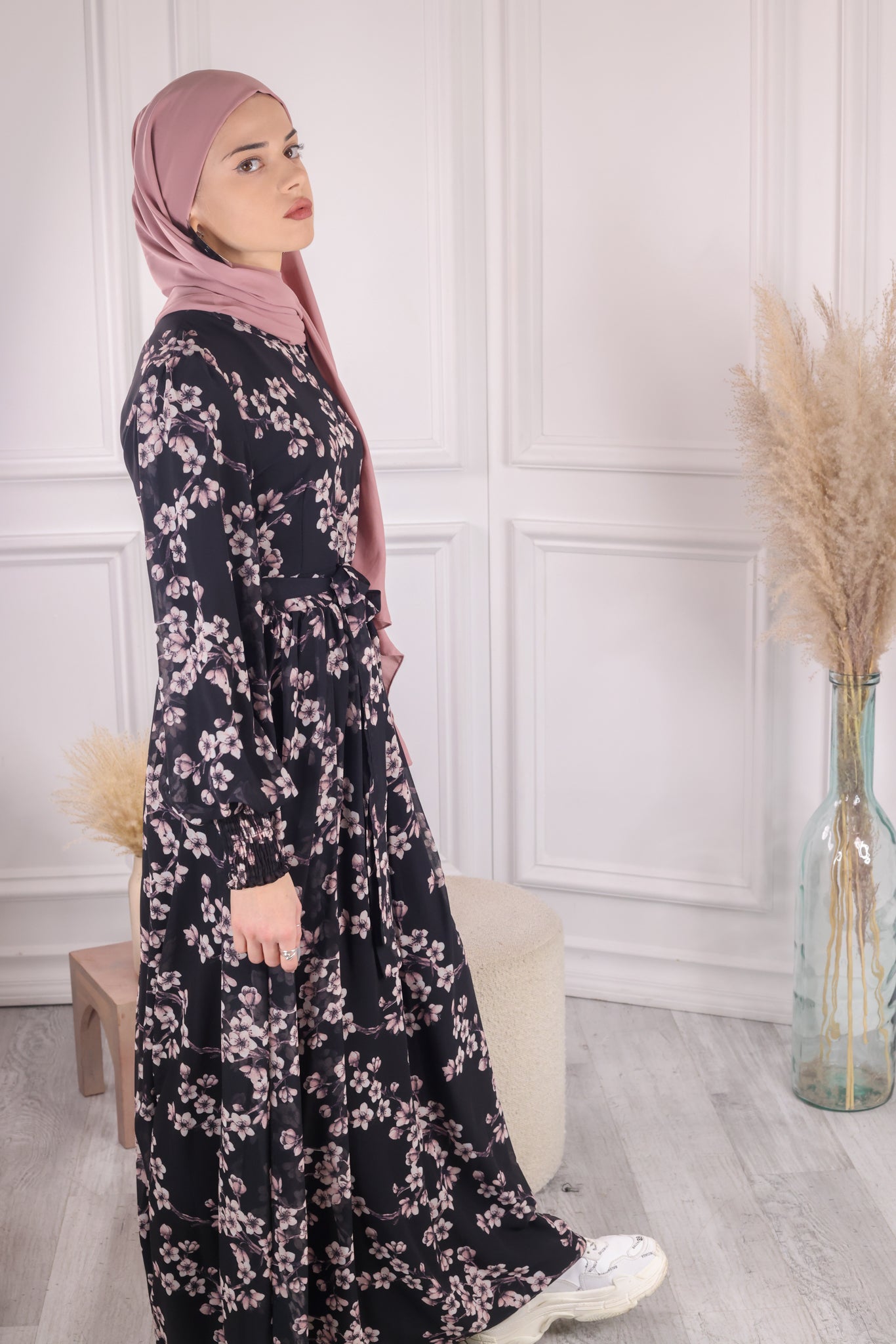 Blossom Black Floral Chiffon Dress