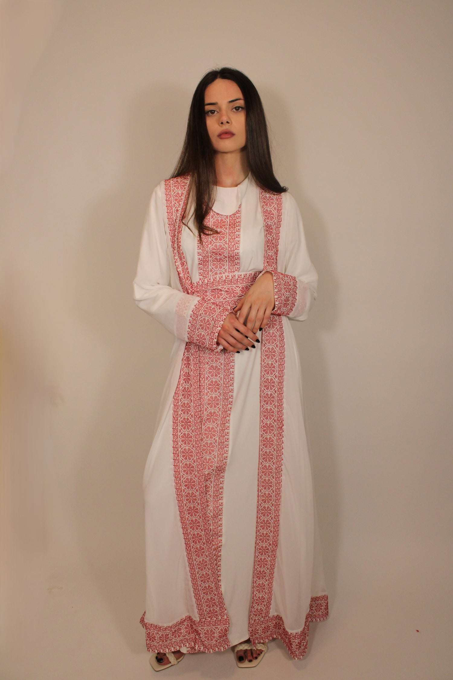 White Two-Piece Palestinian Abaya