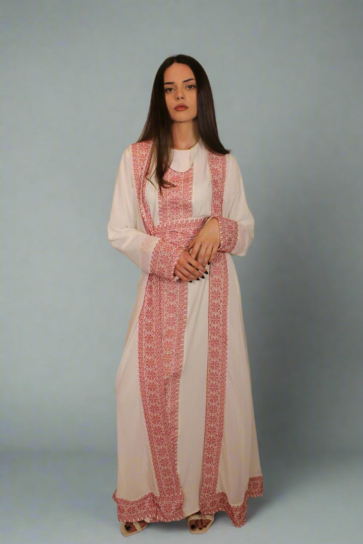 White Two-Piece Palestinian Abaya