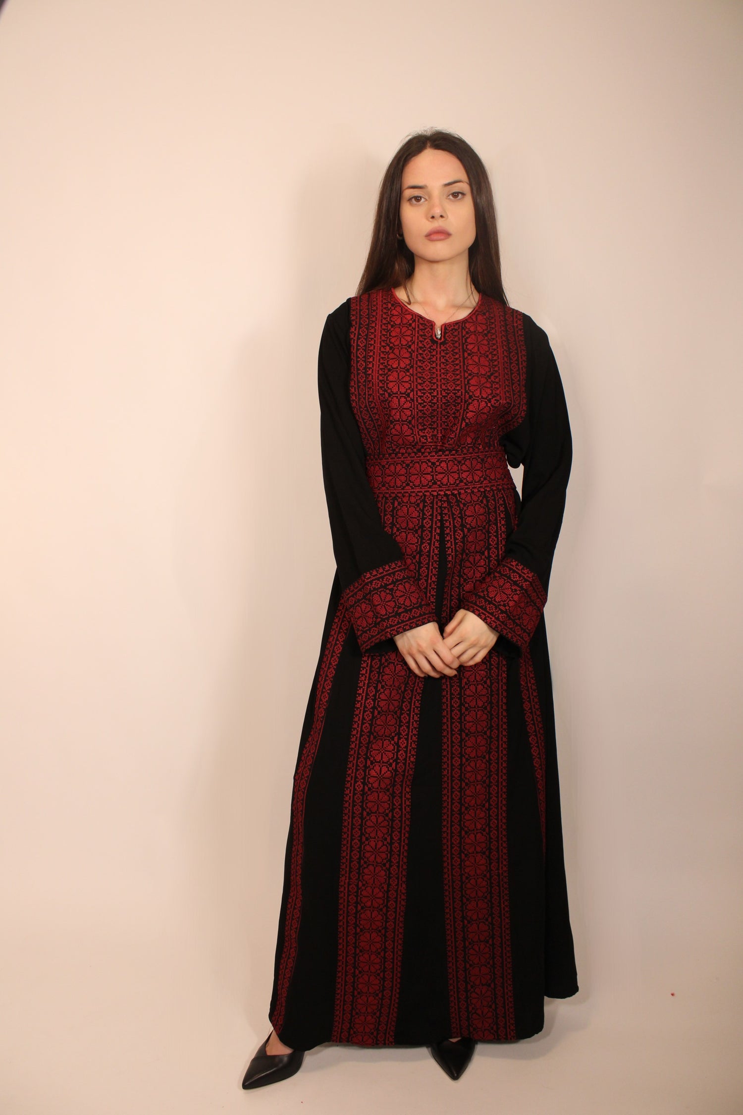 Red & Black Traditional Palestinian Thobe