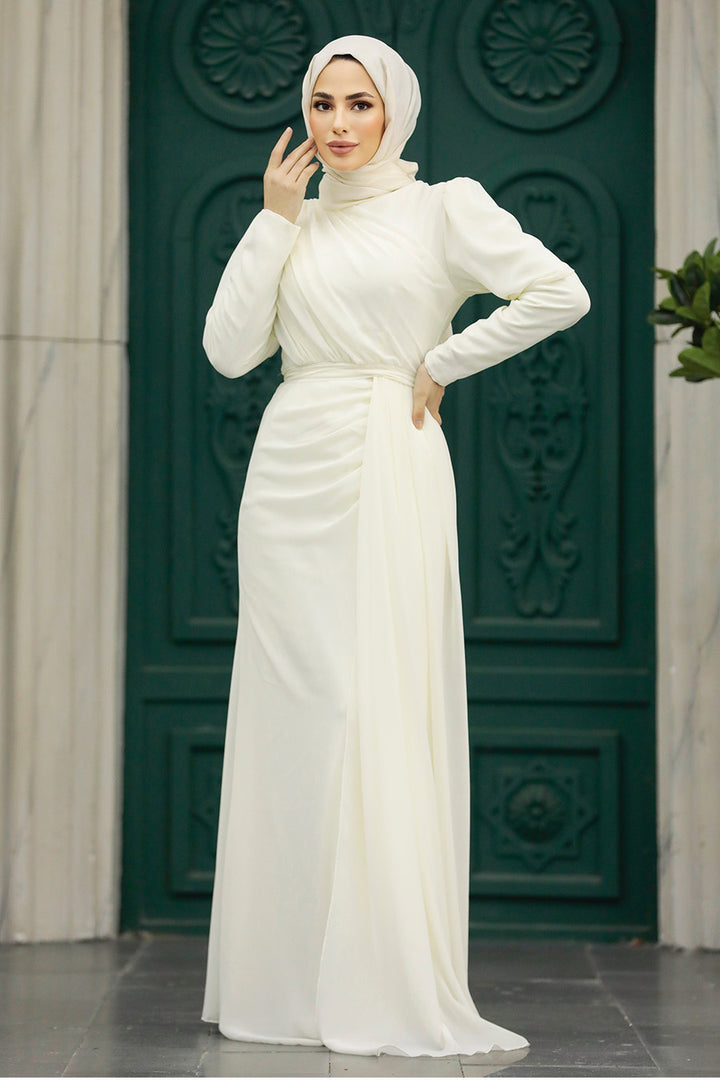 White Drape Dress