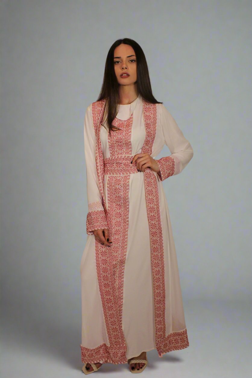 White Two-Piece Palestinian Abaya